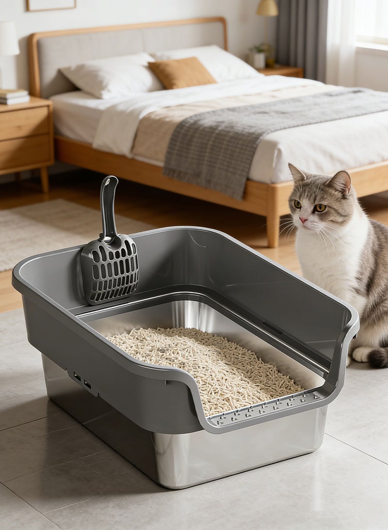 Kidle Stainless Steel Cat Litter Box Cat Metal Tray Anti Splashing and Easy Clean - Image 5